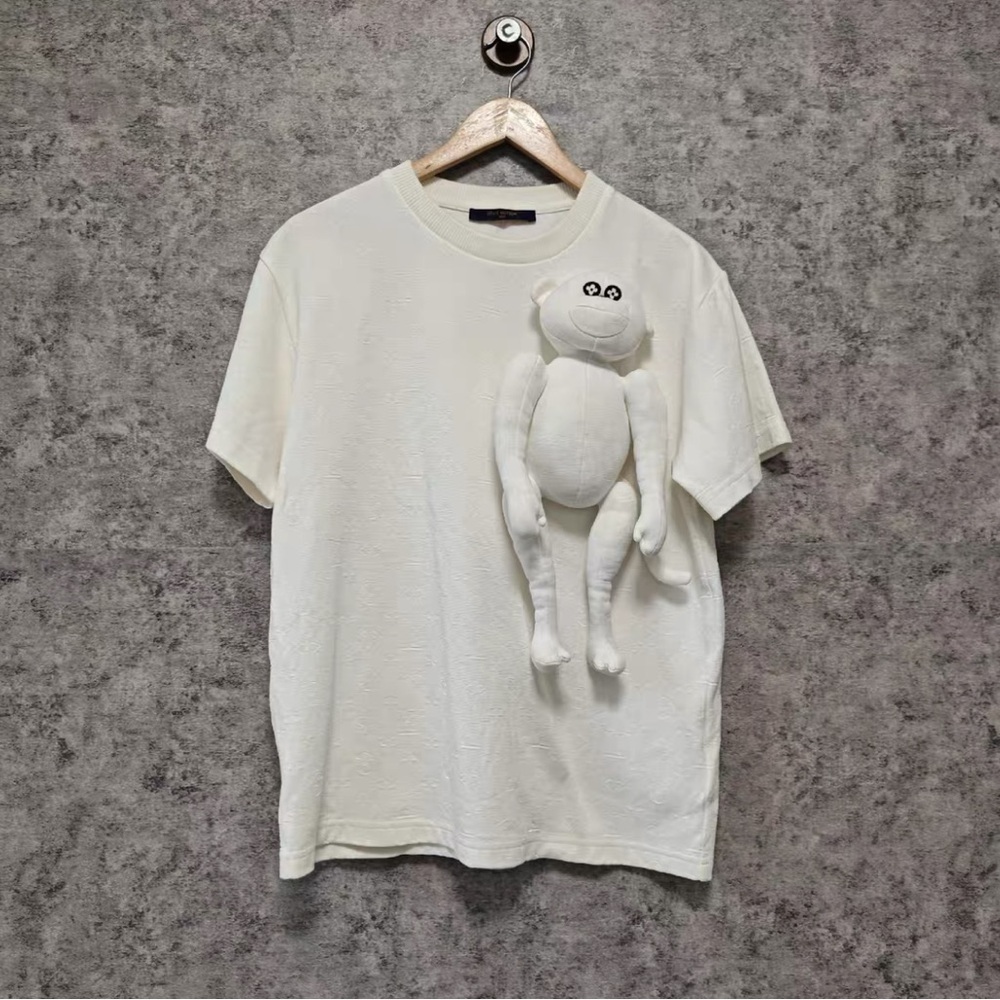 Authentic Louis Vuitton Cream T-Shirt with Plush Accent
